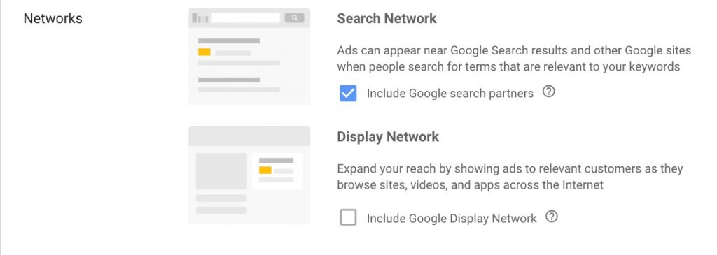 check "include google search parameters" networks picture