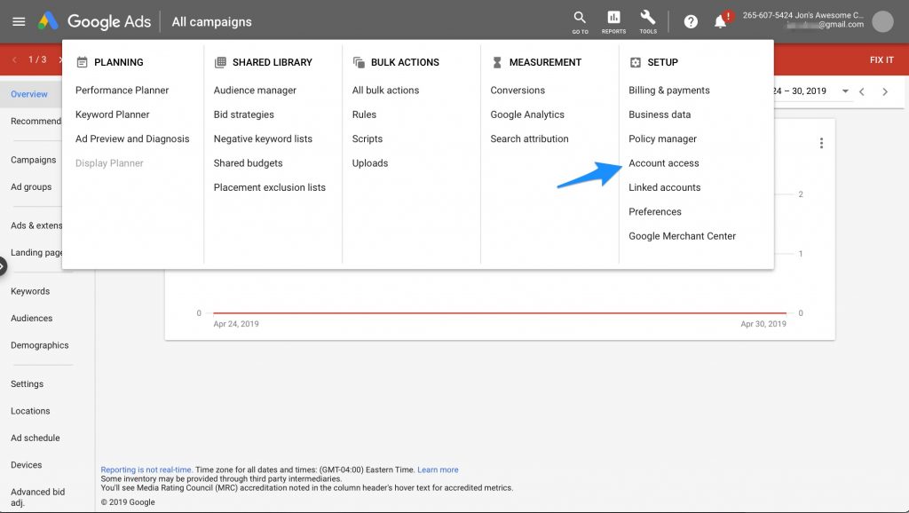 google adwords login information