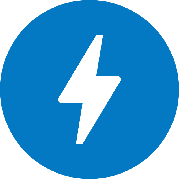 blue circle lightning bolt in middle