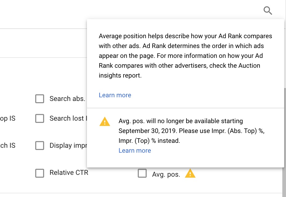 Google Ads Average Position
