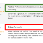 google review attributes boxed in green and red