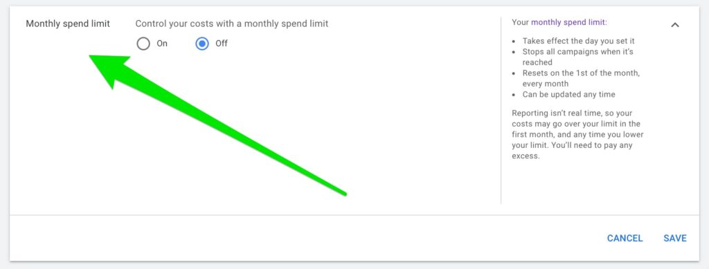 Google Ads Monthly Account Spending Limit