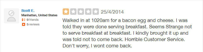 bacon egg and cheese review one star