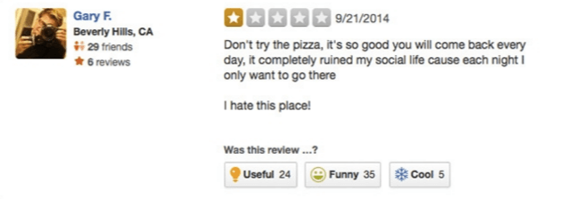 negative pizza review